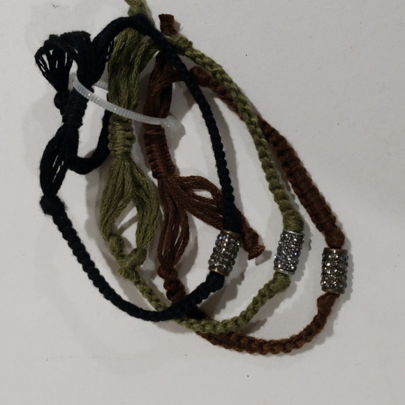 Boho Woven Set of 3– Adjustable Braided Bracelets w/ Metallic Beads - Women's - Picture 8 of 8